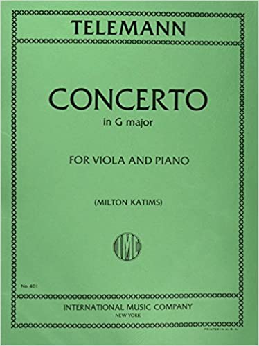 Telemann Concerto in G Major for Viola and Piano Milton Katims International Music Company