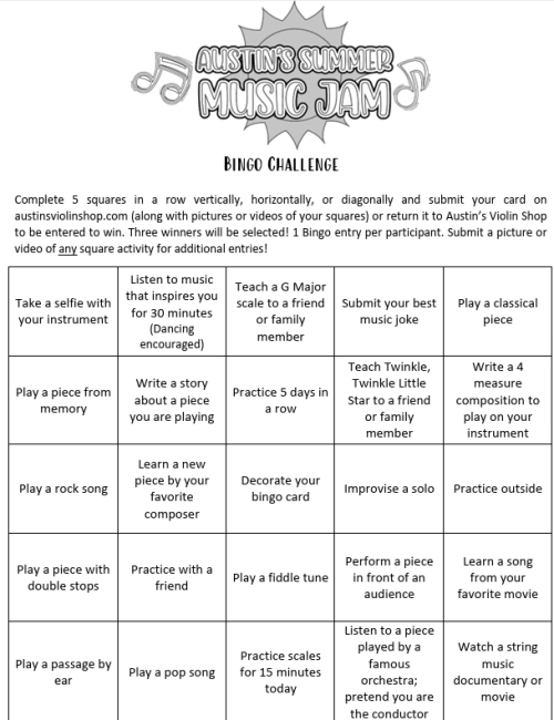 summer music jam bingo